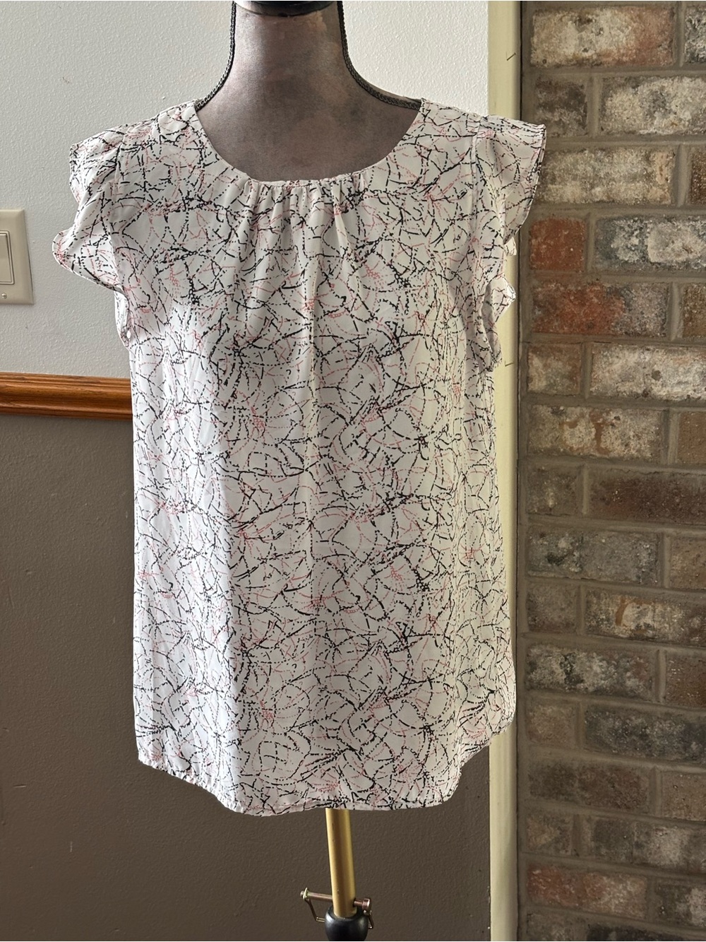 Women's Light Pink Printed Cap-Sleeve Blouse
